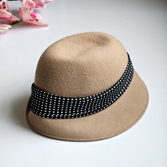 Bettina Raffaello Bettoni 100% Wool Made In Italy Brown Fedora Hat Ribbon Bow
